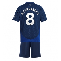 Fotbollsset Barn Manchester United Bruno Fernandes #8 Bortatröja 2024-25 Mini-Kit Kortärmad (+ korta byxor)