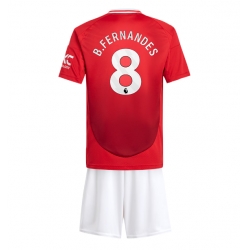 Fotbollsset Barn Manchester United Bruno Fernandes #8 Hemmatröja 2024-25 Mini-Kit Kortärmad (+ korta byxor)