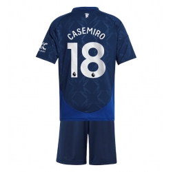 Fotbollsset Barn Manchester United Casemiro #18 Bortatröja 2024-25 Mini-Kit Kortärmad (+ korta byxor)