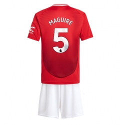 Fotbollsset Barn Manchester United Harry Maguire #5 Hemmatröja 2024-25 Mini-Kit Kortärmad (+ korta byxor)