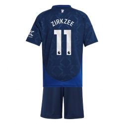 Fotbollsset Barn Manchester United Joshua Zirkzee #11 Bortatröja 2024-25 Mini-Kit Kortärmad (+ korta byxor)