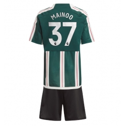 Fotbollsset Barn Manchester United Kobbie Mainoo #37 Bortatröja 2023-24 Mini-Kit Kortärmad (+ korta byxor)