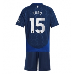 Fotbollsset Barn Manchester United Leny Yoro #15 Bortatröja 2024-25 Mini-Kit Kortärmad (+ korta byxor)