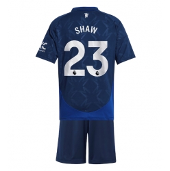 Fotbollsset Barn Manchester United Luke Shaw #23 Bortatröja 2024-25 Mini-Kit Kortärmad (+ korta byxor)