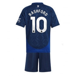 Fotbollsset Barn Manchester United Marcus Rashford #10 Bortatröja 2024-25 Mini-Kit Kortärmad (+ korta byxor)