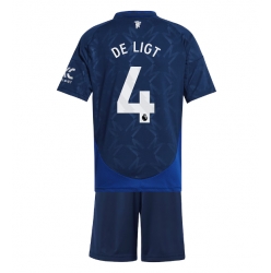 Fotbollsset Barn Manchester United Matthijs de Ligt #4 Bortatröja 2024-25 Mini-Kit Kortärmad (+ korta byxor)