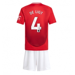 Fotbollsset Barn Manchester United Matthijs de Ligt #4 Hemmatröja 2024-25 Mini-Kit Kortärmad (+ korta byxor)