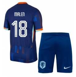 Fotbollsset Barn Nederländerna Donyell Malen #18 Bortatröja EM 2024 Mini-Kit Kortärmad (+ korta byxor)