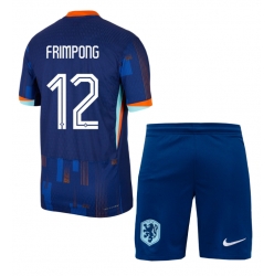 Fotbollsset Barn Nederländerna Jeremie Frimpong #12 Bortatröja EM 2024 Mini-Kit Kortärmad (+ korta byxor)