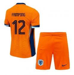 Fotbollsset Barn Nederländerna Jeremie Frimpong #12 Hemmatröja EM 2024 Mini-Kit Kortärmad (+ korta byxor)