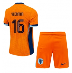 Fotbollsset Barn Nederländerna Joey Veerman #16 Hemmatröja EM 2024 Mini-Kit Kortärmad (+ korta byxor)