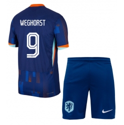 Fotbollsset Barn Nederländerna Wout Weghorst #9 Bortatröja EM 2024 Mini-Kit Kortärmad (+ korta byxor)