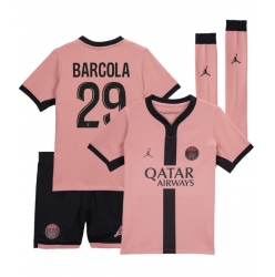 Fotbollsset Barn Paris Saint-Germain Bradley Barcola #29 Tredje Tröja 2024-25 Mini-Kit Kortärmad (+ korta byxor)