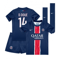 Fotbollsset Barn Paris Saint-Germain Desire Doue #14 Hemmatröja 2024-25 Mini-Kit Kortärmad (+ korta byxor)