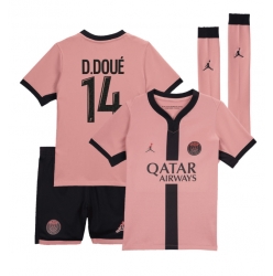 Fotbollsset Barn Paris Saint-Germain Desire Doue #14 Tredje Tröja 2024-25 Mini-Kit Kortärmad (+ korta byxor)