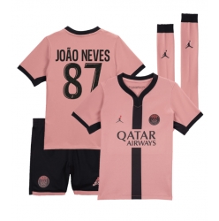 Fotbollsset Barn Paris Saint-Germain Joao Neves #87 Tredje Tröja 2024-25 Mini-Kit Kortärmad (+ korta byxor)