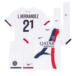 Fotbollsset Barn Paris Saint-Germain Lucas Hernandez #21 Bortatröja 2024-25 Mini-Kit Kortärmad (+ korta byxor)