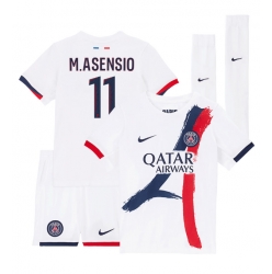 Fotbollsset Barn Paris Saint-Germain Marco Asensio #11 Bortatröja 2024-25 Mini-Kit Kortärmad (+ korta byxor)