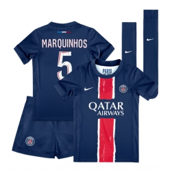 Fotbollsset Barn Paris Saint-Germain Marquinhos #5 Hemmatröja 2024-25 Mini-Kit Kortärmad (+ korta byxor)