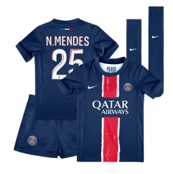 Fotbollsset Barn Paris Saint-Germain Nuno Mendes #25 Hemmatröja 2024-25 Mini-Kit Kortärmad (+ korta byxor)