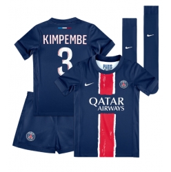 Fotbollsset Barn Paris Saint-Germain Presnel Kimpembe #3 Hemmatröja 2024-25 Mini-Kit Kortärmad (+ korta byxor)