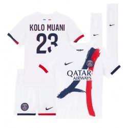 Fotbollsset Barn Paris Saint-Germain Randal Kolo Muani #23 Bortatröja 2024-25 Mini-Kit Kortärmad (+ korta byxor)