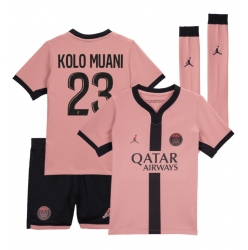 Fotbollsset Barn Paris Saint-Germain Randal Kolo Muani #23 Tredje Tröja 2024-25 Mini-Kit Kortärmad (+ korta byxor)