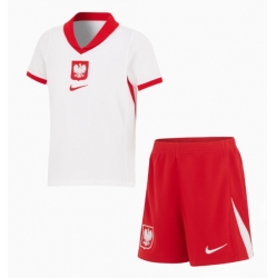 Fotbollsset Barn Polen Hemmatröja EM 2024 Mini-Kit Kortärmad (+ korta byxor)