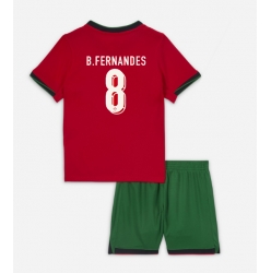 Fotbollsset Barn Portugal Bruno Fernandes #8 Hemmatröja EM 2024 Mini-Kit Kortärmad (+ korta byxor)