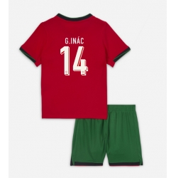 Fotbollsset Barn Portugal Goncalo Inacio #14 Hemmatröja EM 2024 Mini-Kit Kortärmad (+ korta byxor)