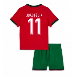 Fotbollsset Barn Portugal Joao Felix #11 Hemmatröja EM 2024 Mini-Kit Kortärmad (+ korta byxor)