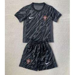 Fotbollsset Barn Portugal Målvakt Hemmatröja EM 2024 Mini-Kit Kortärmad (+ korta byxor)