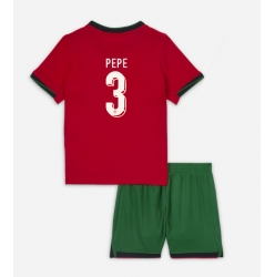 Fotbollsset Barn Portugal Pepe #3 Hemmatröja EM 2024 Mini-Kit Kortärmad (+ korta byxor)