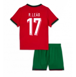 Fotbollsset Barn Portugal Rafael Leao #17 Hemmatröja EM 2024 Mini-Kit Kortärmad (+ korta byxor)