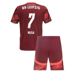 Fotbollsset Barn RB Leipzig Antonio Nusa #7 Bortatröja 2024-25 Mini-Kit Kortärmad (+ korta byxor)