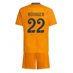 Fotbollsset Barn Real Madrid Antonio Rudiger #22 Bortatröja 2024-25 Mini-Kit Kortärmad (+ korta byxor)