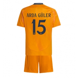 Fotbollsset Barn Real Madrid Arda Guler #15 Bortatröja 2024-25 Mini-Kit Kortärmad (+ korta byxor)