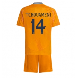 Fotbollsset Barn Real Madrid Aurelien Tchouameni #14 Bortatröja 2024-25 Mini-Kit Kortärmad (+ korta byxor)