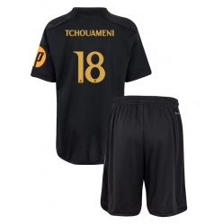 Fotbollsset Barn Real Madrid Aurelien Tchouameni #18 Tredje Tröja 2023-24 Mini-Kit Kortärmad (+ korta byxor)