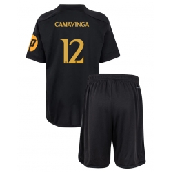 Fotbollsset Barn Real Madrid Eduardo Camavinga #12 Tredje Tröja 2023-24 Mini-Kit Kortärmad (+ korta byxor)