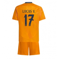 Fotbollsset Barn Real Madrid Lucas Vazquez #17 Bortatröja 2024-25 Mini-Kit Kortärmad (+ korta byxor)