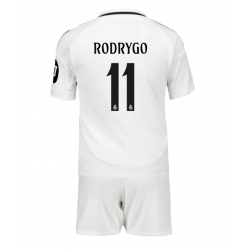 Fotbollsset Barn Real Madrid Rodrygo Goes #11 Hemmatröja 2024-25 Mini-Kit Kortärmad (+ korta byxor)