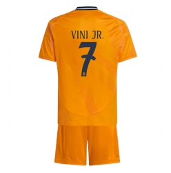 Fotbollsset Barn Real Madrid Vinicius Junior #7 Bortatröja 2024-25 Mini-Kit Kortärmad (+ korta byxor)