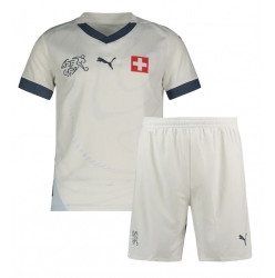 Fotbollsset Barn Schweiz Bortatröja EM 2024 Mini-Kit Kortärmad (+ korta byxor)