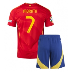 Fotbollsset Barn Spanien Alvaro Morata #7 Hemmatröja EM 2024 Mini-Kit Kortärmad (+ korta byxor)