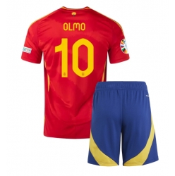 Fotbollsset Barn Spanien Dani Olmo #10 Hemmatröja EM 2024 Mini-Kit Kortärmad (+ korta byxor)