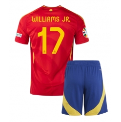 Fotbollsset Barn Spanien Nico Williams #17 Hemmatröja EM 2024 Mini-Kit Kortärmad (+ korta byxor)