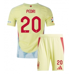 Fotbollsset Barn Spanien Pedri Gonzalez #20 Bortatröja EM 2024 Mini-Kit Kortärmad (+ korta byxor)