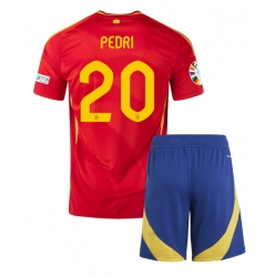 Fotbollsset Barn Spanien Pedri Gonzalez #20 Hemmatröja EM 2024 Mini-Kit Kortärmad (+ korta byxor)