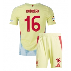 Fotbollsset Barn Spanien Rodri Hernandez #16 Bortatröja EM 2024 Mini-Kit Kortärmad (+ korta byxor)